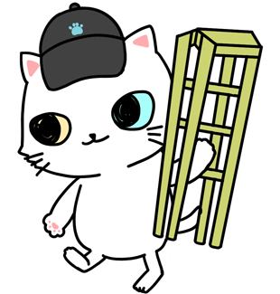 ねこのハンドキャラクター白猫のシロウ先輩